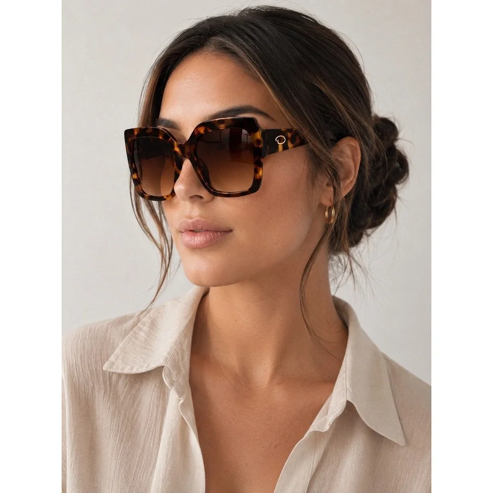Oscar By Oscar De La Renta Oversized Tortoise Square Butterfly Sunglasses Women
